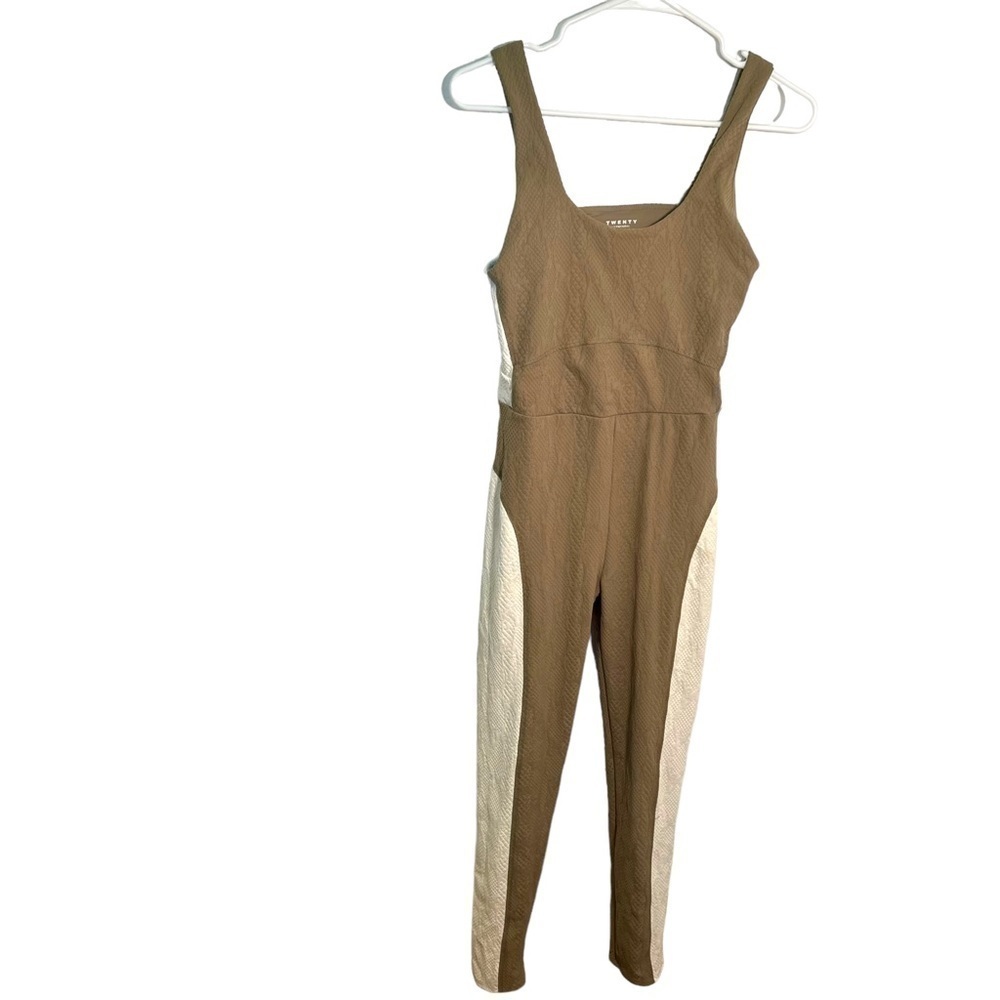 TWENTY Montreal Women's Size Medium Caiman 3D Crocodile Jumpsuit Olive Cream